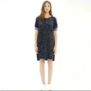 Madewell Blue Marled Thick Knit Tee Shirt Dress Sz M With Pockets​​